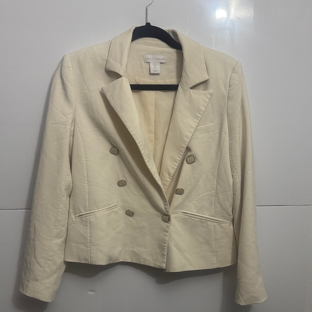 House of Harlow 1960 Double-Breasted Cream Blazer